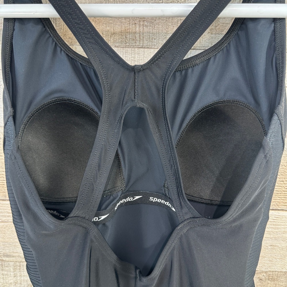 Speedo Womens Black One Piece‎ Swimsuit Racerback Keyhole Athletic Swim Size 8 - Picture 6 of 9